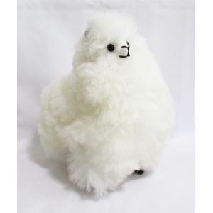 【ALPACA 21cm】ふわふわアルパカのぬいぐるみ置物　高さ約21cmナチュラル色　1個　100%アルパカ毛糸　ペルー製のアルパカ人形｜vivas