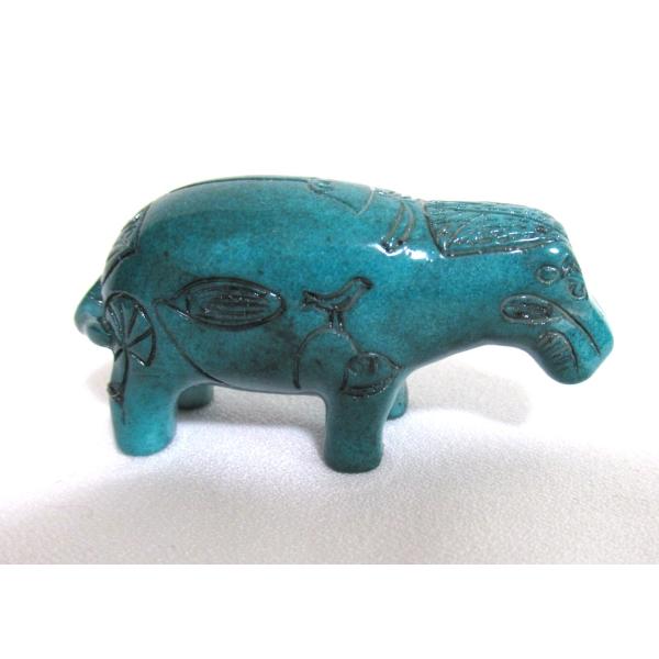 【古代エジプトのお土産雑貨】【Blue Hippo】エジプト産の幸せを呼ぶ守り神「青いカバ」１個 小...