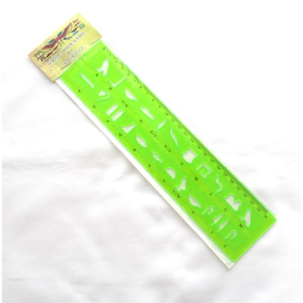 【エジプト民芸品 ヒエログリフの定規・ものさし 25cm】【ライムグリーン】エジプトのお土産 プラス...