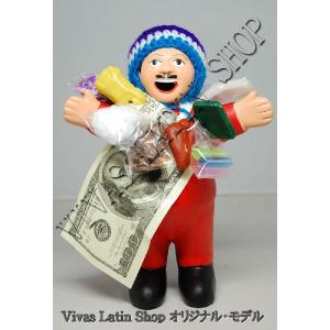 ★EKEKO 19cm RED★当店限定色　レッド（赤色）L　サイズ・大きいサイズ のエケコ人形　19cm　ペルー製（ペルー直輸入）