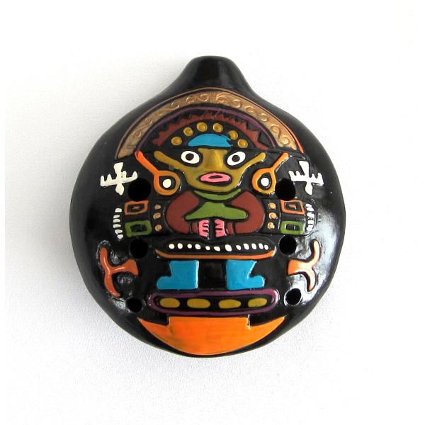 【ペルー民芸品・オカリナ】素焼きのオカリナ特大 丸型 スタンドタイプ No.8 陶器製（セラミカ）ペ...