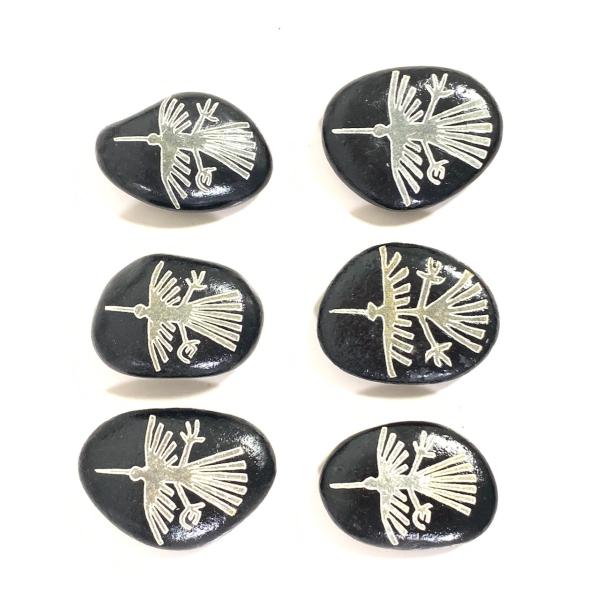 【ペルーのナスカ石１個・ブラック】【コンドルの絵】アソート ナスカの地上絵を刻んだ石の置物