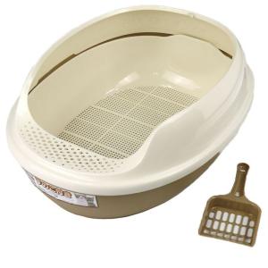 猫用トイレ　　ハーフカバースノコ付きタイプ　ブラウン 幅３８０×奥行５００×高さ２００ｍｍ ブラウン ビバホーム