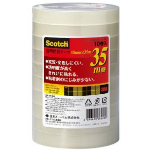 3Ｍ　透明粘着テープ500　15ｍｍＸ35ｍ　10巻  文具 事務 接着用品 輪ゴム ＯＰＰテープ ビバホーム｜vivashop