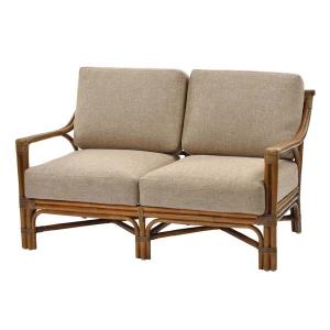 ソファー 2人掛け 幅122cm 座面高40cm D127-2GYZ クッション付 ラタン