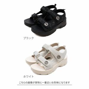 厚底 サンダル レディース ツイード ビジュー...の詳細画像1