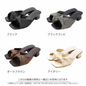 サンダル レディース ミュール 4cm チャン...の詳細画像1