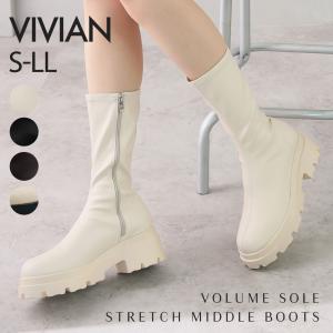 ブーツ レディース ロング 厚底 23年秋 冬再販 ストレッチ