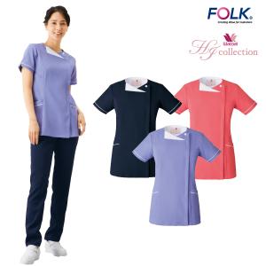 HI706 ワコール スクラブ 白衣　レディース 女性 医療用 エステ ユニフォーム 半袖 レディース 医師 ナース おしゃれ｜vivid closet