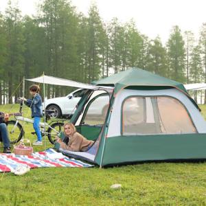 キャンプテント 3〜4人用 アウトドア uvカット ワンタッチテント 防風防水 バーベキュー 海水浴...