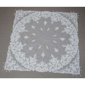 フレンチレース テーブルクロス 85×85cm 刺繍 チュールレース