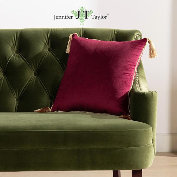 ジェニファーテイラー クッション 45×45cm ベロア ボルドー ベルベット Jennifer T...