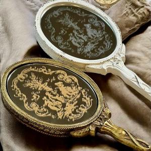 ハンドミラー 手鏡 オシャレ シルバー真鍮 アンティーク風