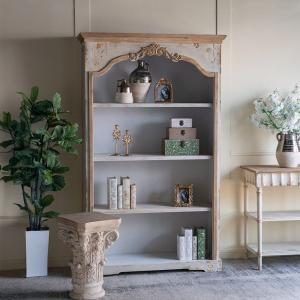 ウッドシェルフ 5段 高さ179cm 木製 アンティーク調 本棚 飾り棚 収納