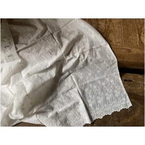 小花刺繍 カフェカーテン 45x150cm 白 ホワイト 刺繍 コットン｜vivienne-style
