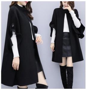 フォックスファー付 ポンチョ コート ケープコート レディース マント