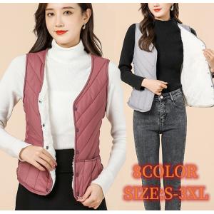 ベスト 中綿ベスト インナーベスト レディース 無地 ダウン風ベスト 大きいサイズ タイト タンクトップ トップス