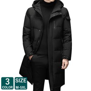 ダウンコート メンズ ロング丈 ダウンジャケット 無地 ライトダウン 大きいサイズ 防寒 防風 シンプル 人気 暖かい オフィス 通勤 秋冬 VIVISHOW