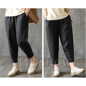レディース パンツ リネンクロップド 綿麻 麻...の詳細画像3