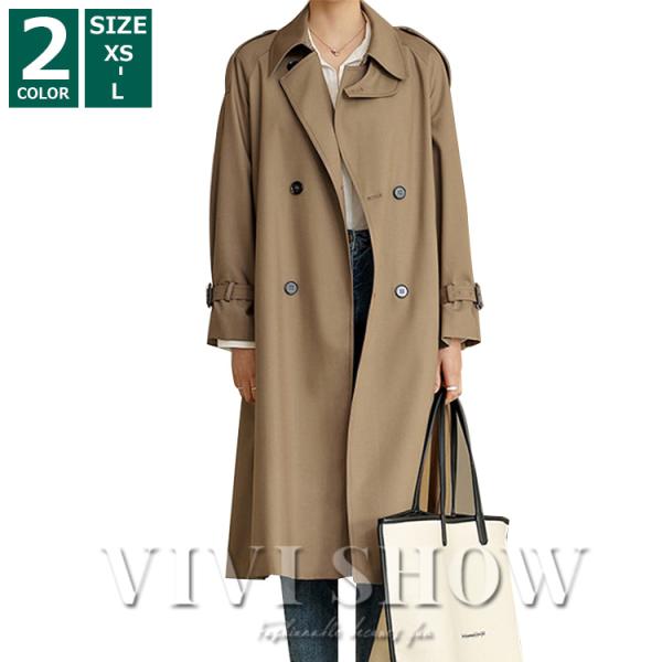 トレンチコート レディース ロングコート 上品 おしゃれ 通勤 ベルト付 ビジネス vivishow