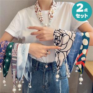 2点セット レディース スカーフ ネックスカーフ バンダナ ワンポイント