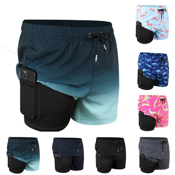 サーフパンツ メンズ 水着 男性用 ボードショーツ トランクス 水陸両用 インナー付き ケータイポケ...