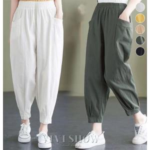 パンツ HL2685 レディース SS〜3L ベージュ チノパン 脇ゴム ズボン