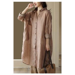 ロングシャツ ブラウス シャツ トップス シャ...の詳細画像3