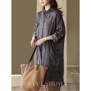 ロングシャツ ブラウス シャツ トップス シャ...の詳細画像5