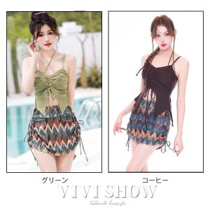水着 タンキニ レディース 3点セット 上下セ...の詳細画像2