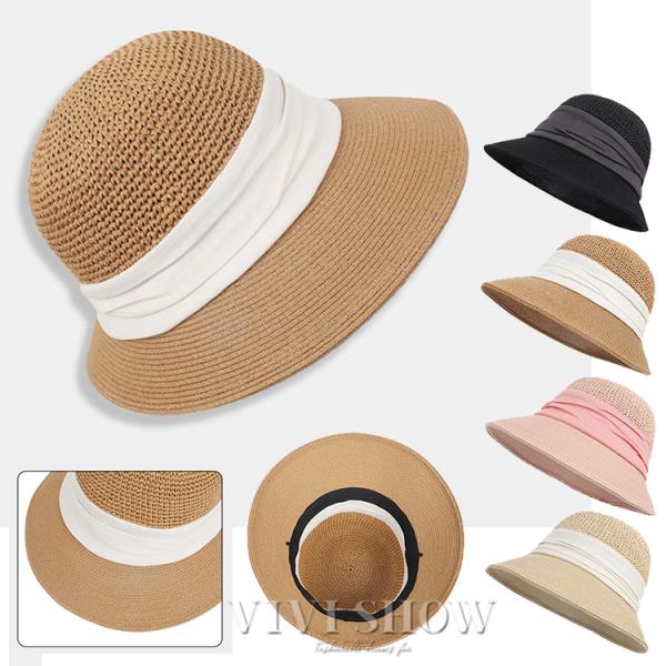 麦わら帽子 ペーパー むぎわら帽 ワイヤ入り つば広い レディース 女性 夏 海 リゾート 可愛い ...