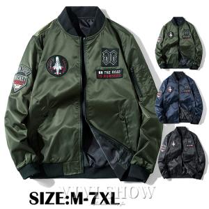 USフラッグ付き メンズ ミリタリースタイル MA-1 フライトジャケット