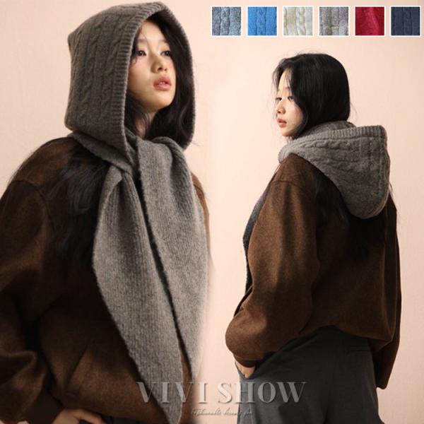 ニットマフラー フード付き レディース 肩掛けニット  フードマフラー おしゃれ 防寒 マフラー ス...