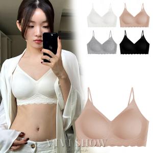 レディース 胸を小さく見せる ブラ 三角ブラ ノンワイヤー シームレス 薄手 下着 夏 ブラジャー 3/4カップ ノーワイヤー