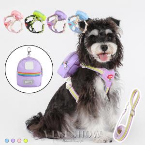 犬 ハーネス リード セット 小型犬 中型犬 大型犬 胴輪 おしゃれ 可愛い カラフル ハーネスリード ダブルリング 丈夫 2点セット