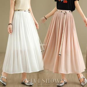 ロングスカート 綿麻 レディース ナチュラル 春夏 涼しい 通気性 ウエストゴム ゆったり 体型カバー コットンリネン 大人カジュアル フレアスカート