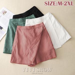 ショートパンツ レディース キュロットスカート ウエストゴム ワイドパンツ 薄手 女性用 夏物 ボトムス ゆったり ハーフパンツ ハイウエスト