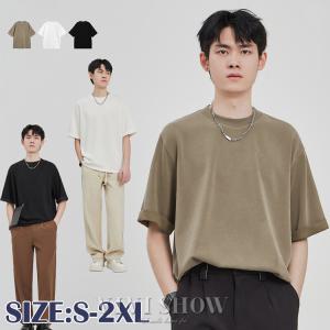 メンズ 半袖 接触冷感 吸水速乾 ドライTシャツ  ビッグシルエットTシャツ ヘビーウェイト コットン おしゃれ トップス