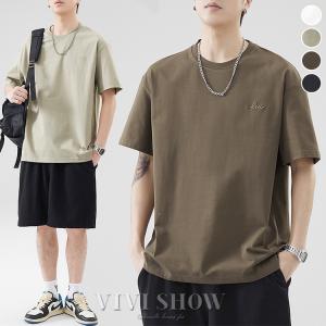 Tシャツ 半袖 メンズ 接触冷感  涼しい 無地 ロゴ  クルーネック カジュアル シンプル ひんやり らくちん  春 夏