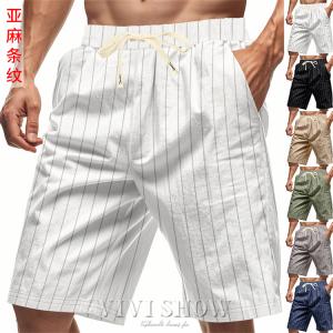 ハーフパンツ ストライプ柄 速乾性 メンズ  カジュアル 半ズボン 5分丈  ショートパンツ 機能性 通気