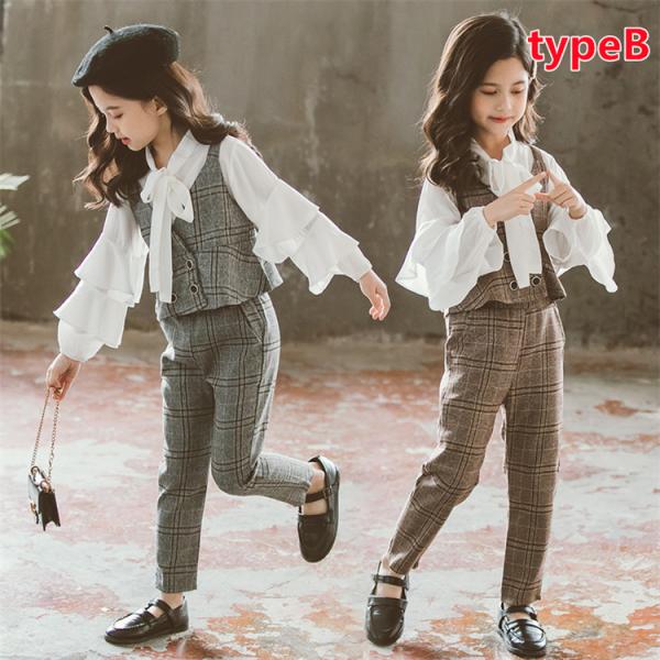 子供スーツ フォーマル 女の子 子供服 セットアップ キッズ おしゃれ 長袖 春秋 秋 3点セット ...