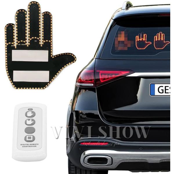 カーフィンガーライト リモート付き 面白い トラックアクセサリー カーガジェット 楽しいバックウィン...