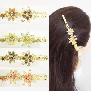 ヘアクリップ 小さめサイズ コンコルド クリップ フルールドール 金属メタル くちばしクリップ ヘアアクセサリー  花 まとめ髪 ダッカール｜viviva2