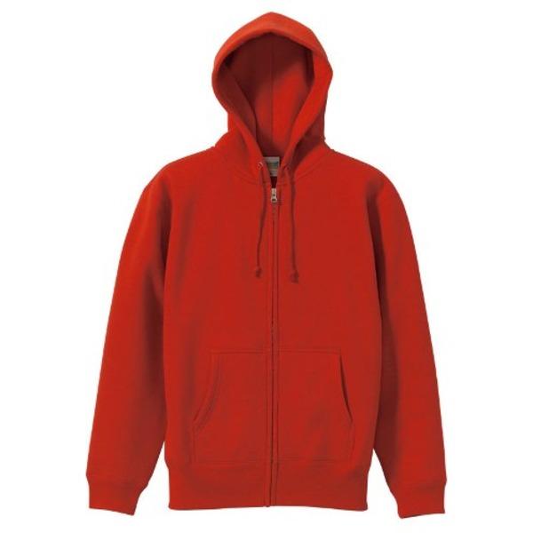 裏起毛 フルジップ パーカー XLサイズ レッド 綿混 10.0オンス ヘビーウェイト 裏起毛 速乾...