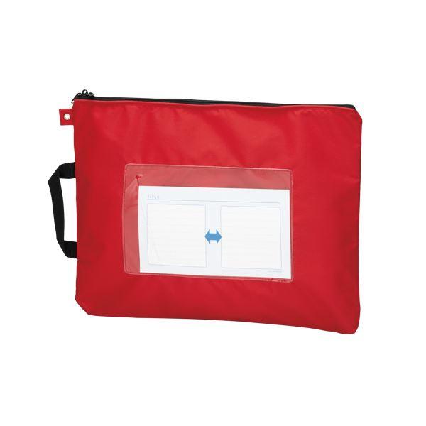 (まとめ) メールバッグ B4短辺取っ手付 CR-ME05-R レッド 1個入 〔×3セット〕 業務...