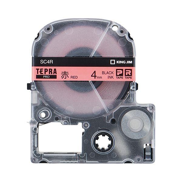 (まとめ) キングジム テプラ PRO テープカートリッジ パステル 4mm 赤/黒文字 SC4R ...
