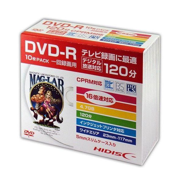 (まとめ)HIDISC DVD-R 録画用5mmスリムケース10P HDDR12JCP10SC〔×5...