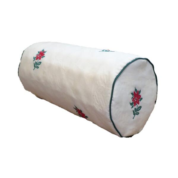 低反発 ボルスタークッション/腰枕 硬め 〔14R×30cm グリーン〕 洗えるカバー 『オロペサ』...