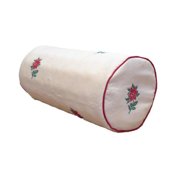 低反発 ボルスタークッション/腰枕 硬め〔14R×30cm レッド〕 洗えるカバー 『オロペサ』 業...