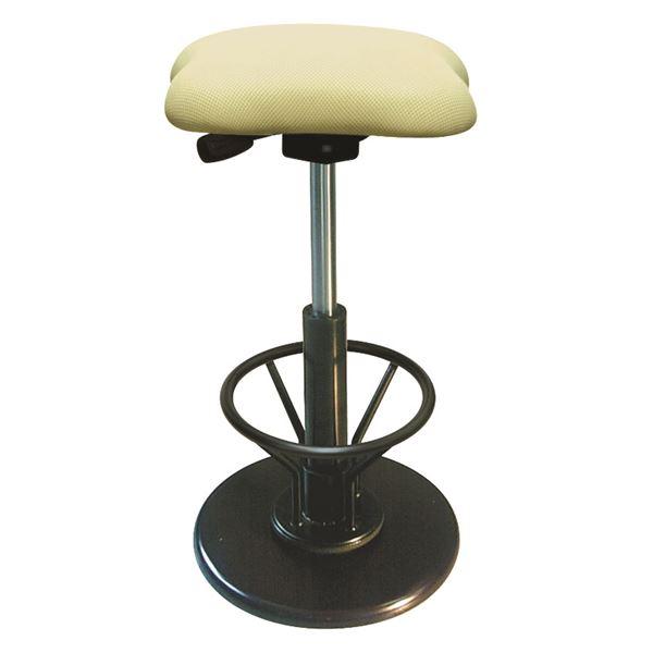 モダン スツール/丸椅子 〔フットレスト付き アイボリー×ブラック〕 幅33cm 日本製 業務用 ま...